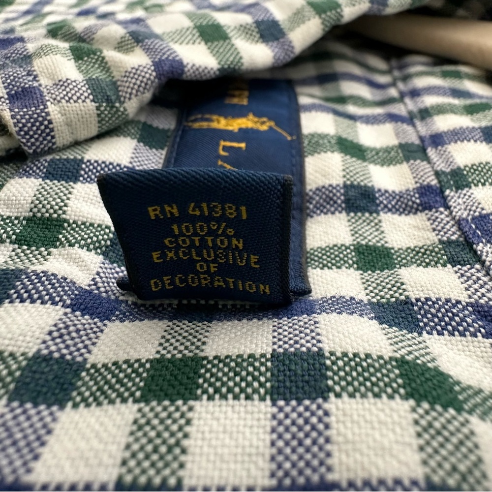 Ralph Lauren Blue, Green & White Checkered Oxford Shirt- Polo Button Down - Picture 17 of 17
